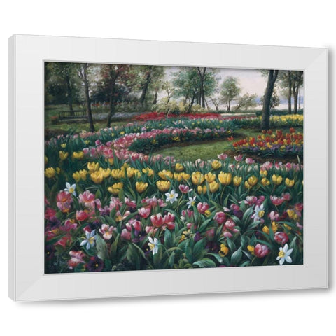 Flowerbed White Modern Wood Framed Art Print by Roelofs, Wouter