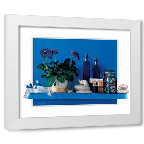 Rhapsody in blue White Modern Wood Framed Art Print by Roelofs, Wouter