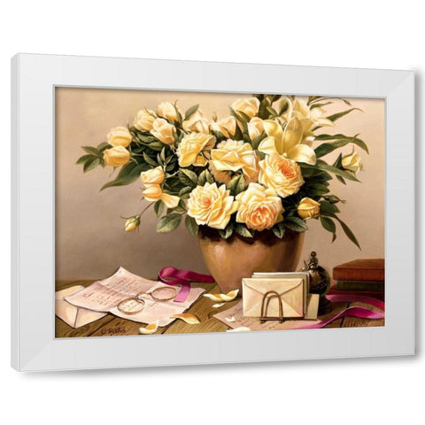 Summer notes White Modern Wood Framed Art Print by Roelofs, Wouter