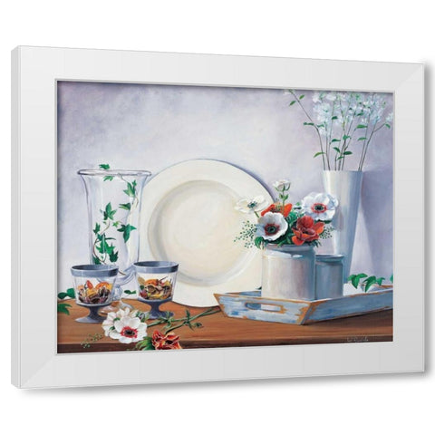 Climbing ivy I White Modern Wood Framed Art Print by Roelofs, Wouter