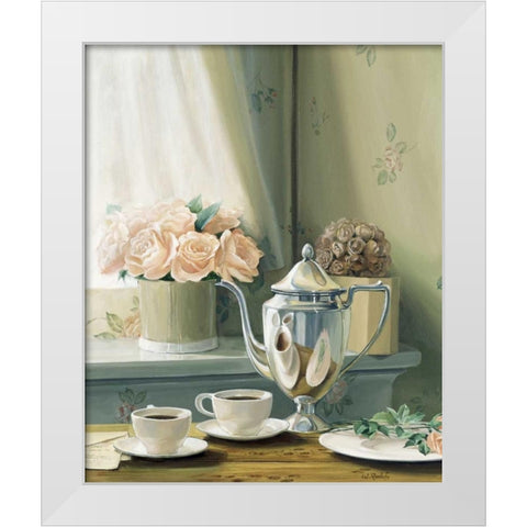 Morning coffee White Modern Wood Framed Art Print by Roelofs, Wouter