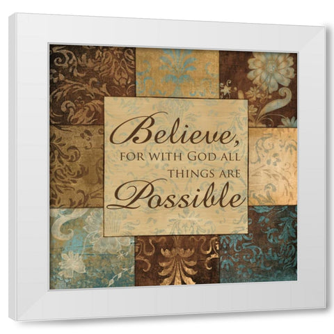 WITH GOD White Modern Wood Framed Art Print by Artique Studio