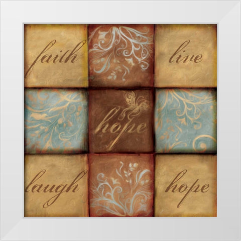 WORDS OF INSPIRATION HOPE White Modern Wood Framed Art Print by Artique Studio