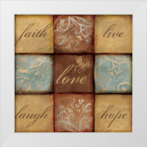 WORDS OF INSPIRATION LOVE White Modern Wood Framed Art Print by Artique Studio