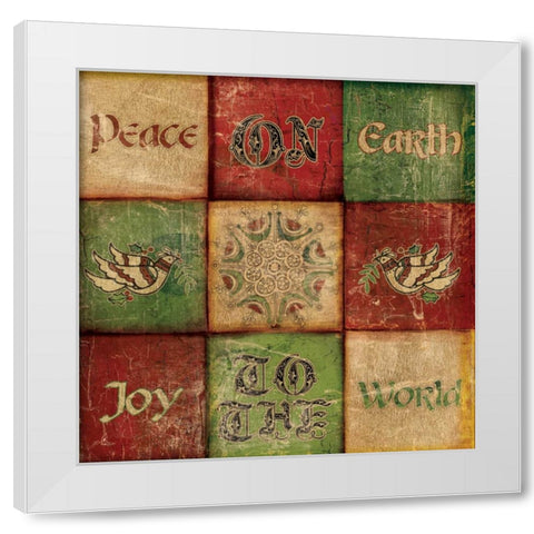PEACE ON EARTH White Modern Wood Framed Art Print by Artique Studio