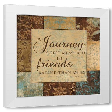A JOURNEY IS MEASURED White Modern Wood Framed Art Print by Artique Studio