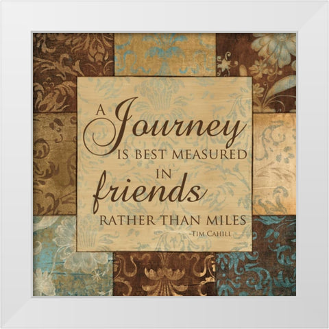 A JOURNEY IS MEASURED White Modern Wood Framed Art Print by Artique Studio
