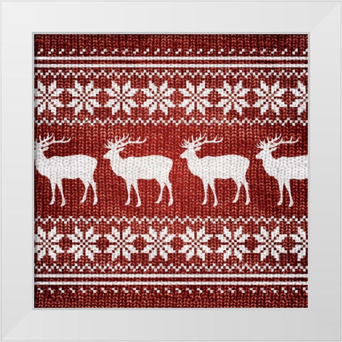 RED NORDIC SWEATER I White Modern Wood Framed Art Print by Artique Studio