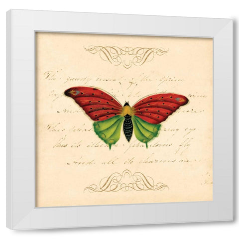 RED BUTTERFLY White Modern Wood Framed Art Print by Artique Studio