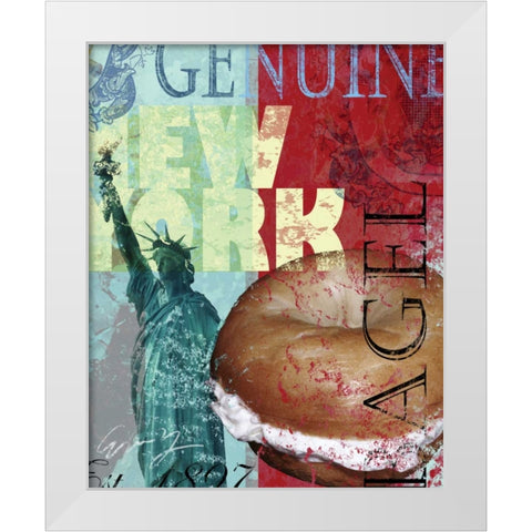 NEW YORK BAGEL White Modern Wood Framed Art Print by Yang, Eric