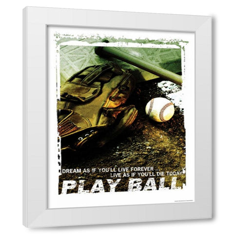 PLAY BALL White Modern Wood Framed Art Print by Yang, Eric