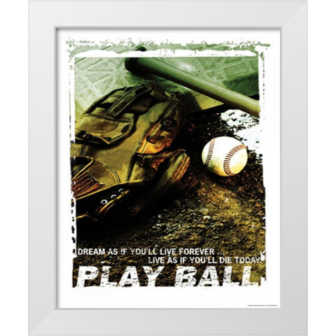 PLAY BALL White Modern Wood Framed Art Print by Yang, Eric