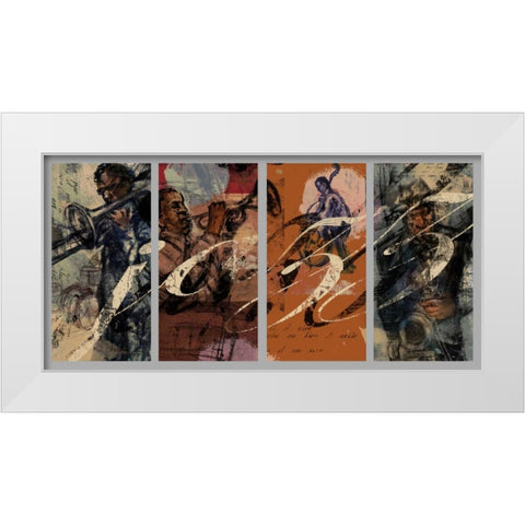 JAZZ - 4 panel White Modern Wood Framed Art Print by Yang, Eric