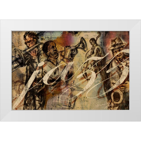 JAZZ White Modern Wood Framed Art Print by Yang, Eric