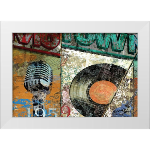 HITS TOWN 1959 White Modern Wood Framed Art Print by Yang, Eric