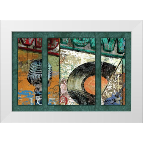 HITS TOWN 1959 - triptych White Modern Wood Framed Art Print by Yang, Eric