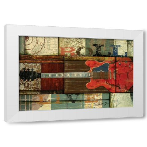 ROLL GUITAR White Modern Wood Framed Art Print by Yang, Eric