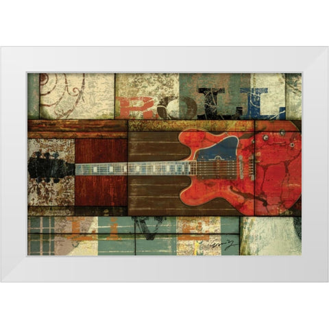 ROLL GUITAR White Modern Wood Framed Art Print by Yang, Eric