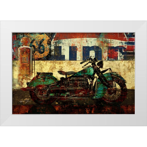 BIKE ROUTE 66 I White Modern Wood Framed Art Print by Yang, Eric