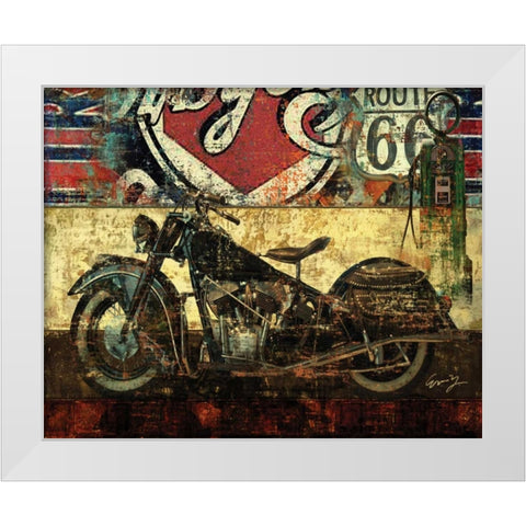 BIKE ROUTE 66 II White Modern Wood Framed Art Print by Yang, Eric