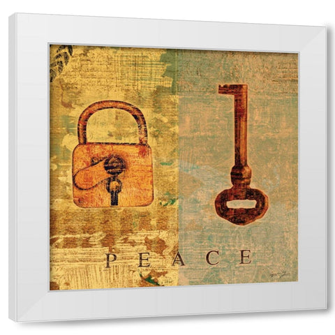 PEACE White Modern Wood Framed Art Print by Yang, Eric