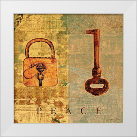 PEACE White Modern Wood Framed Art Print by Yang, Eric