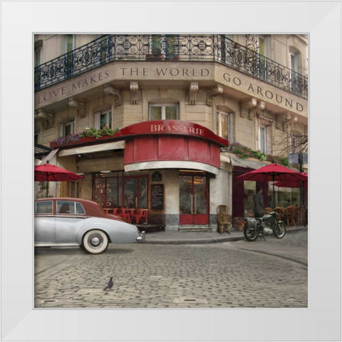 LOVE MAKES THE WORLD GO AROUND White Modern Wood Framed Art Print by Yang, Eric