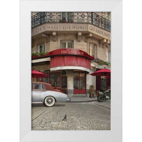 LOVE MAKES THE WORLD GO AROUND White Modern Wood Framed Art Print by Yang, Eric