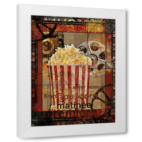 MOVIE POPCORN White Modern Wood Framed Art Print by Yang, Eric