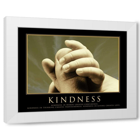 KINDNESS White Modern Wood Framed Art Print by Yang, Eric