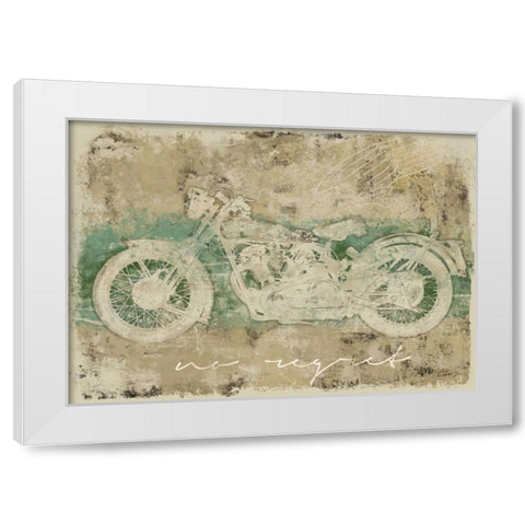 NO REGRET MOTORCYCLE White Modern Wood Framed Art Print by Yang, Eric