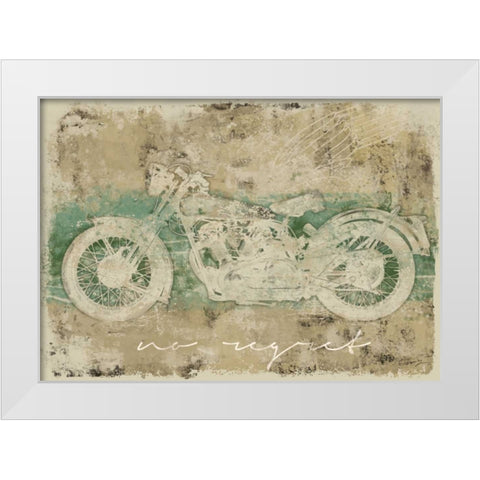 NO REGRET MOTORCYCLE White Modern Wood Framed Art Print by Yang, Eric