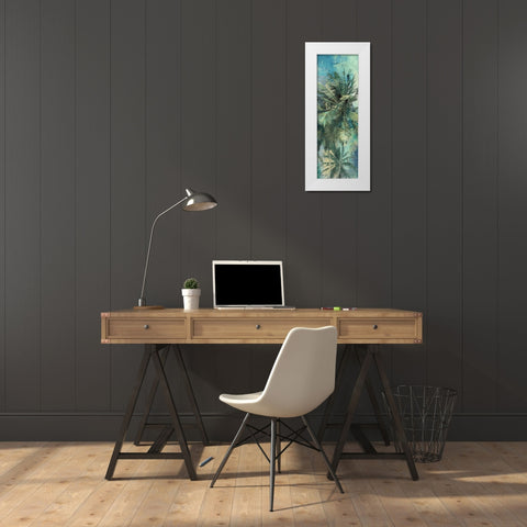 TEAL PALM TRIPTYCH I White Modern Wood Framed Art Print by Yang, Eric