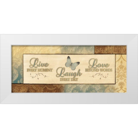 LIVE EVERY MOMENT White Modern Wood Framed Art Print by Ballantyne, Piper