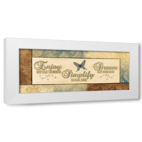 ENJOY LITTLE THINGS White Modern Wood Framed Art Print by Ballantyne, Piper