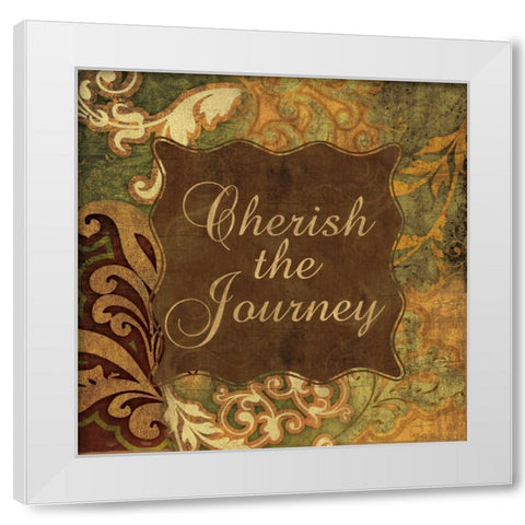 CHERISH THE JOURNEY White Modern Wood Framed Art Print by Ballantyne, Piper