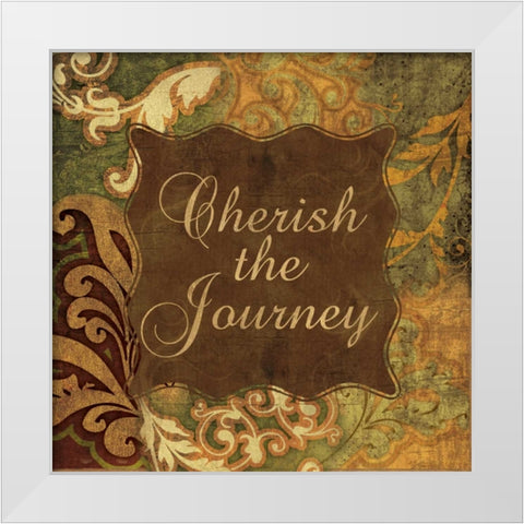 CHERISH THE JOURNEY White Modern Wood Framed Art Print by Ballantyne, Piper