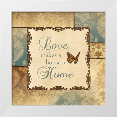 LOVE HOME White Modern Wood Framed Art Print by Ballantyne, Piper