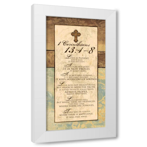 CORINTHIANS 13-4-8 White Modern Wood Framed Art Print by Ballantyne, Piper