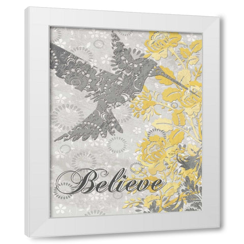 BELIEVE BIRD White Modern Wood Framed Art Print by Ballantyne, Piper