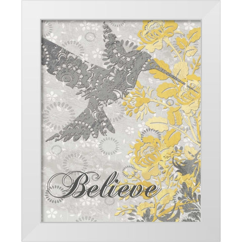 BELIEVE BIRD White Modern Wood Framed Art Print by Ballantyne, Piper