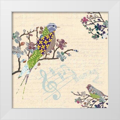 PATCH WORK BIRDS I White Modern Wood Framed Art Print by Ballantyne, Piper