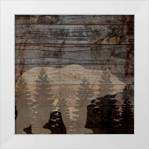 RUSTIC BEAR White Modern Wood Framed Art Print by Ballantyne, Piper