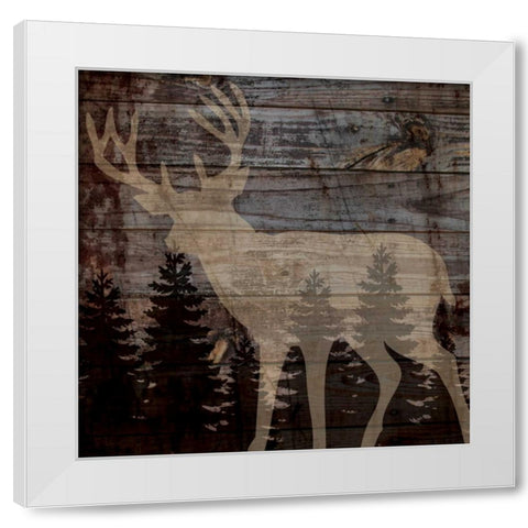 RUSTIC DEER White Modern Wood Framed Art Print by Ballantyne, Piper