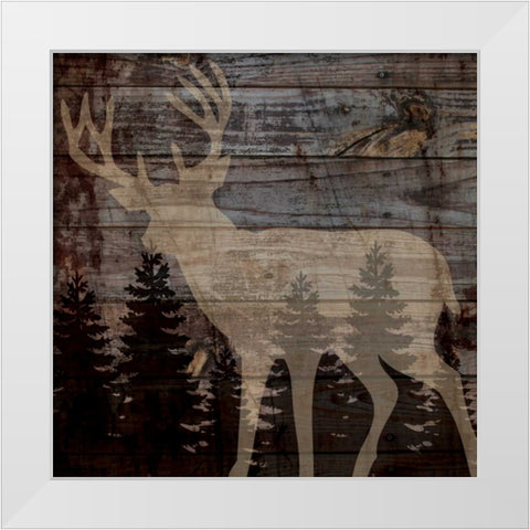 RUSTIC DEER White Modern Wood Framed Art Print by Ballantyne, Piper