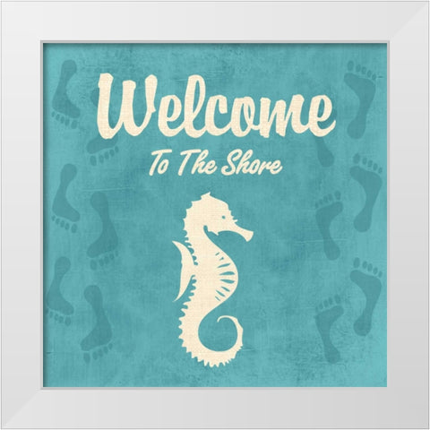 WELCOME TO THE SHORE White Modern Wood Framed Art Print by Ballantyne, Piper