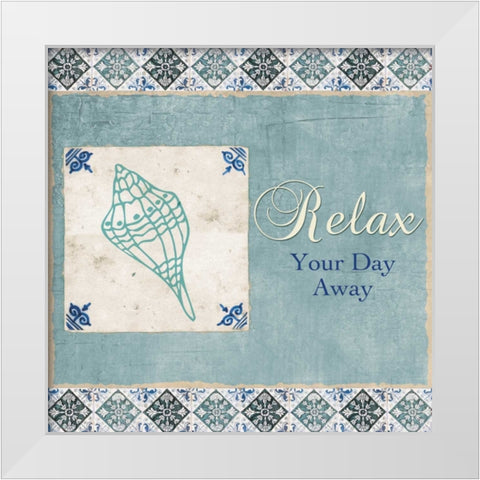 RELAX YOUR DAY AWAY White Modern Wood Framed Art Print by Ballantyne, Piper