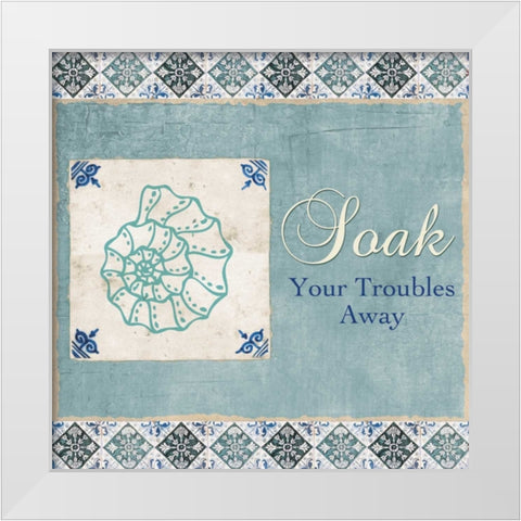 SOAK YOUR TROUBLES AWAY White Modern Wood Framed Art Print by Ballantyne, Piper