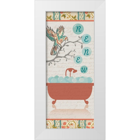 RENEW BIRD BATH White Modern Wood Framed Art Print by Ballantyne, Piper