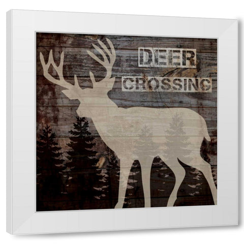 DEER CROSSING White Modern Wood Framed Art Print by Ballantyne, Piper